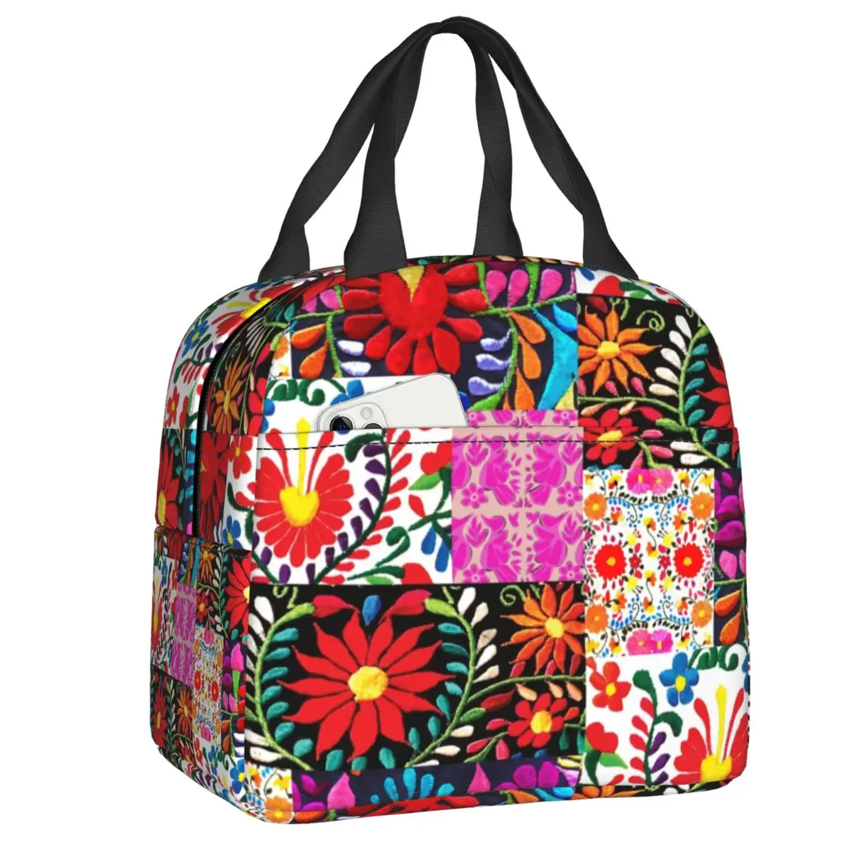 

Сумка для обеда с мексиканским цветком на заказ, герметичный холодильник, термоизолированный ланч-бокс для женщин и детей, школьные сумки для пикника, путешествий, сумки для еды