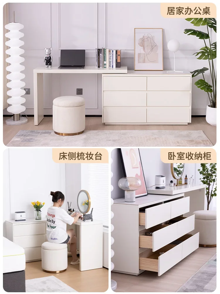 Multi functional light cream style makeup storage corner folding edge cabinet dressing table