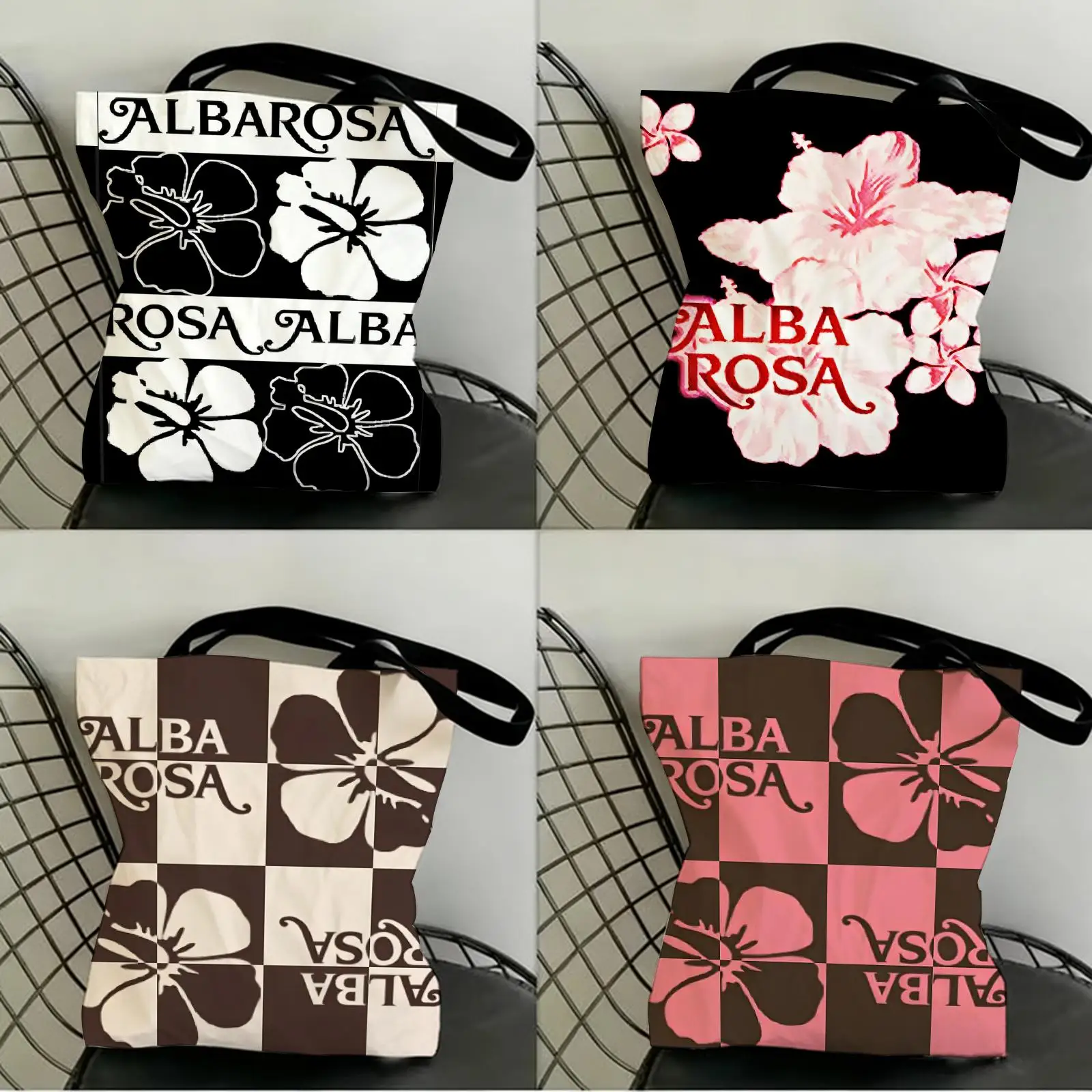Coole A-ALBA R-ROSA Aufbewahrungstaschen aus Segeltuch mit doppelseitigem Druck, modische Schultertasche, Einkaufstasche, Geschenk, Öko-Handtaschen