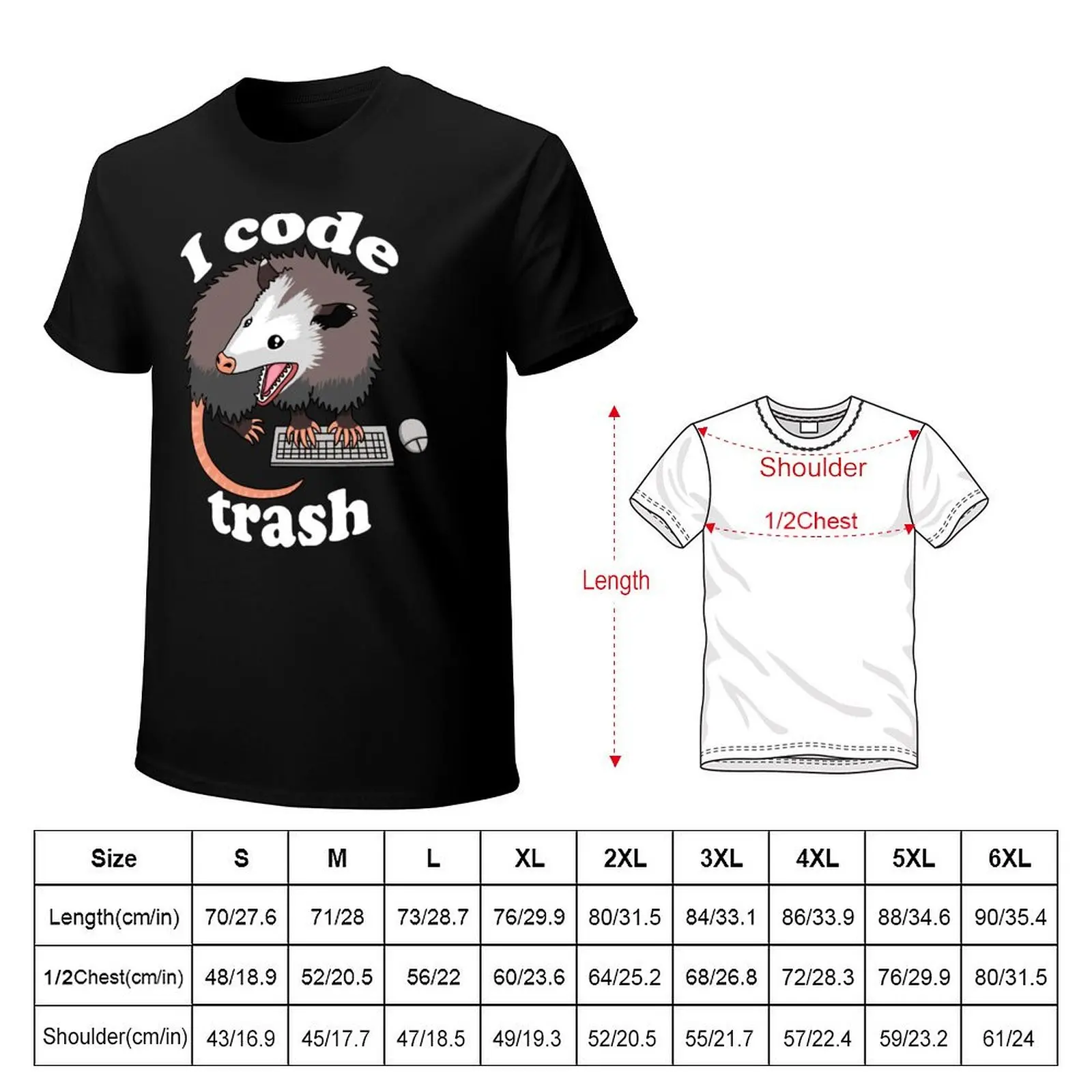 I code trash possum T-Shirt man t shirt graphic T-Shirt