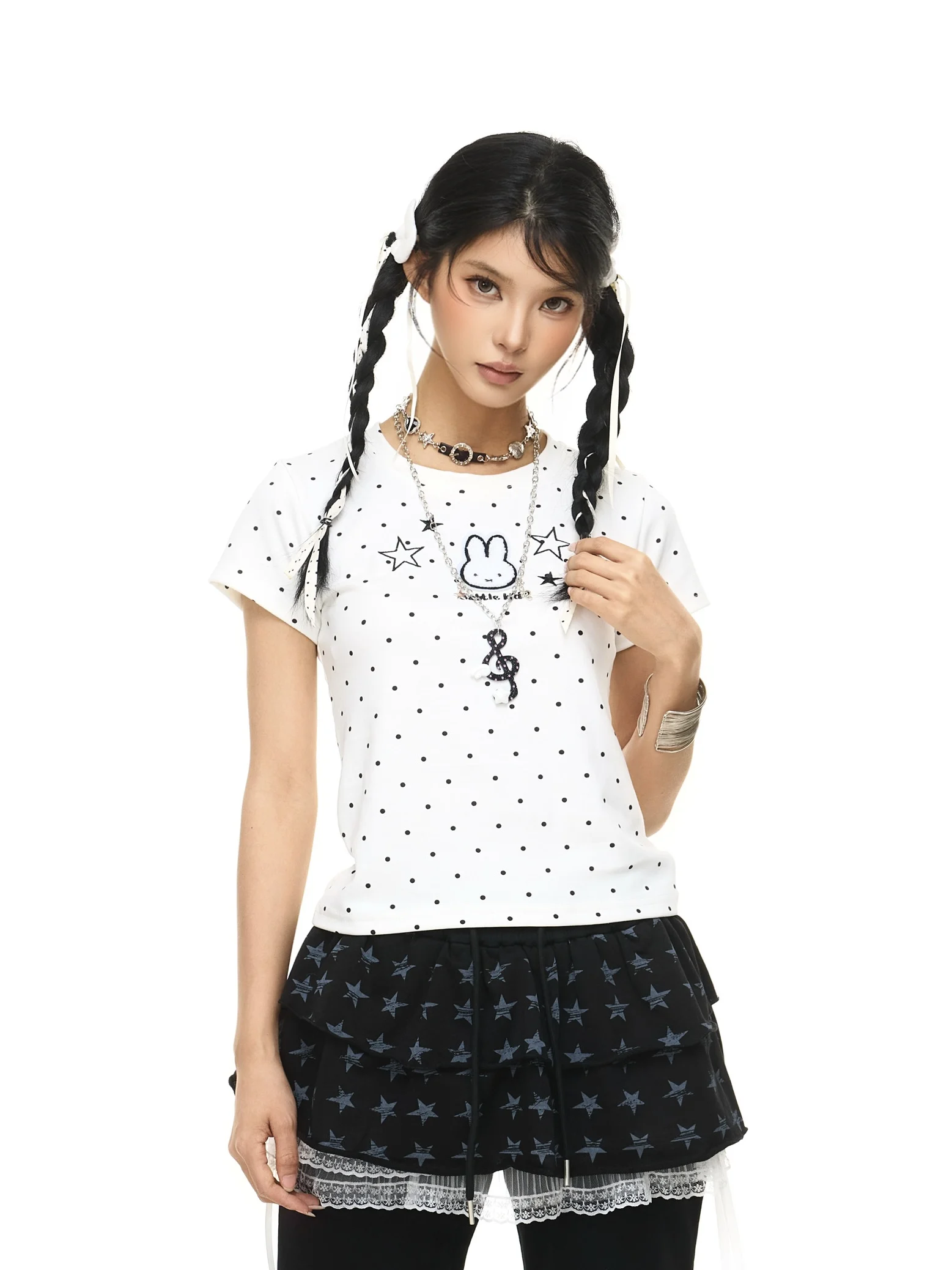 

Original Island Short Sleeve Rabbit Embroidery T-Shirt Women's Korean Style Summer Short Length Top Breathable Cotton Fabric ...