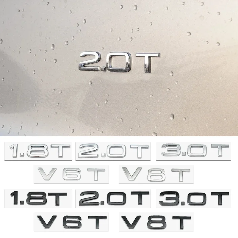 

Стайлинг автомобиля Эмблема ABS для Audi 1.8T 2.0T 2.4 3.0T 2.8 3.6 4.2 A3 A4 A5 A6 A7 A8 Q3 Q5 Q7 V6T V8 W12 V10 Наклейка на багажник автомобиля