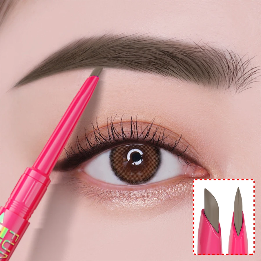 5 色ブラシ付きダブルヘッドアイブロウペンシル 1PC 防水スムーズアイブロウスティック汗防止目韓国メイクギフト化粧品