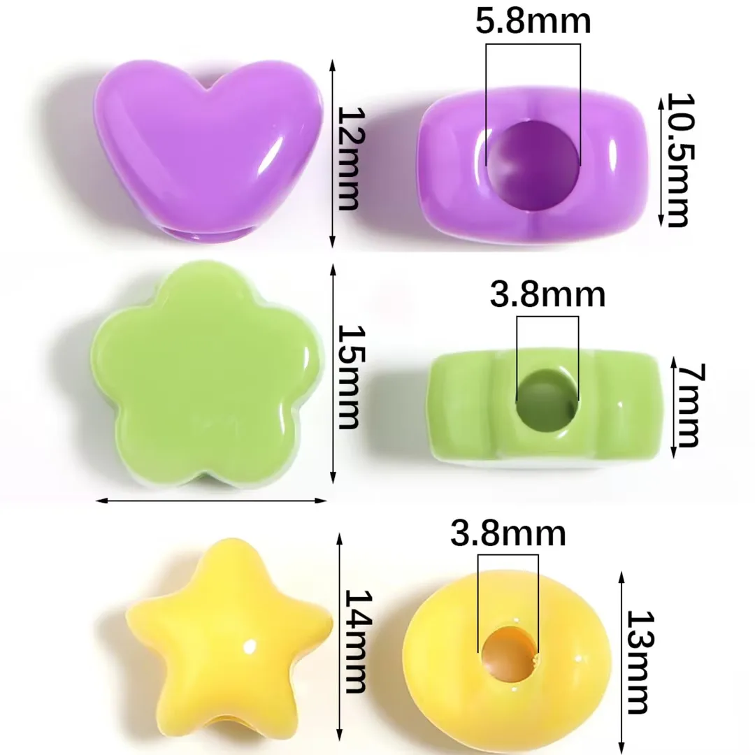 30–50 Stück bunte Blumen-Stern-Herz-Acrylperlen, lose Abstandsperlen für die Schmuckherstellung, DIY-Handwerk, Armband, Schlüsselanhänger, Zubehör – Detail 1