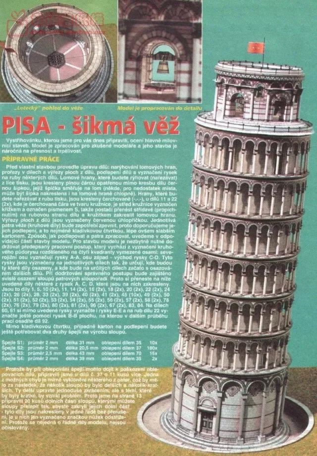 Pisa Scheve Toren Building 3D Papier Model Diy Handleiding