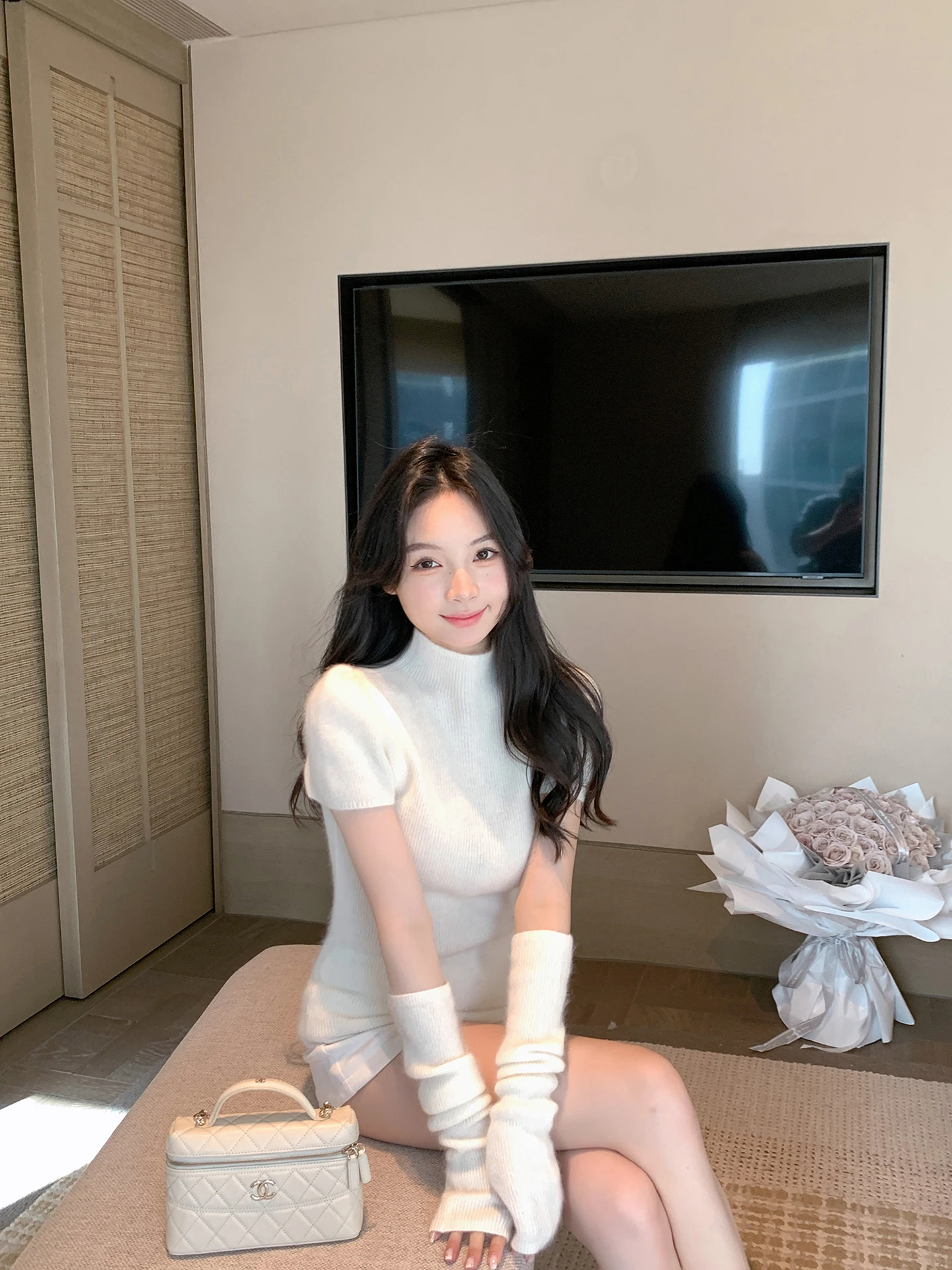 

Белый вязаный свитер с высоким воротником для женщин, зимний, в стиле кэжуал, премиум-класса, базовый слой, Pure Desire Zhouye, облегающий крой