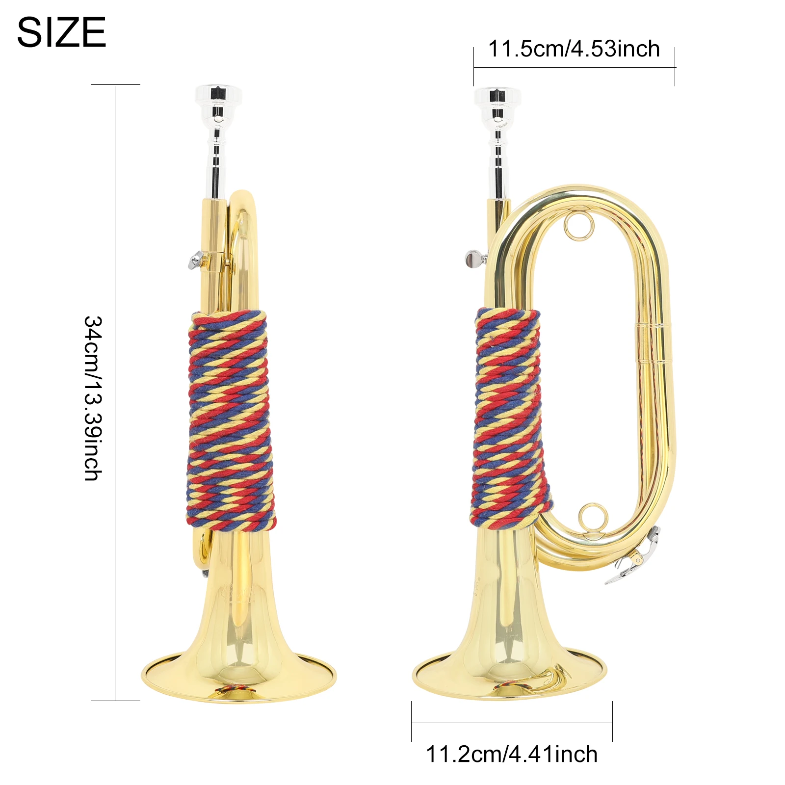 SLADE LDS650 Military Trumpet Golden Brass Tube Body Army Horn Brass Instrument Accessories for Military Trumpet Performance