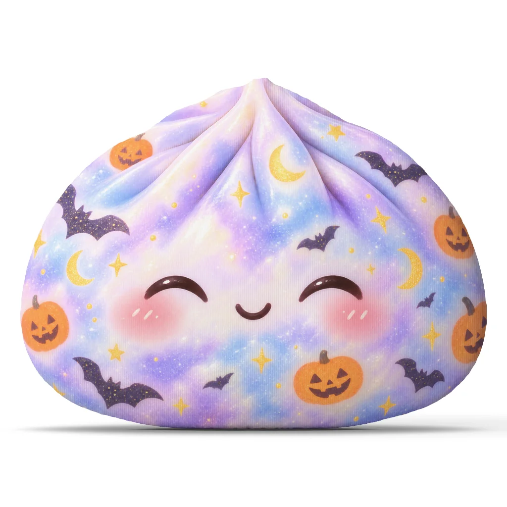 Kawaii Halloween Bao Dumpling Plush Pillow Cute Pastel Goth Stuffed Cushion Pumpkin Bat Throw Pillow Home Decor Gift Sofa