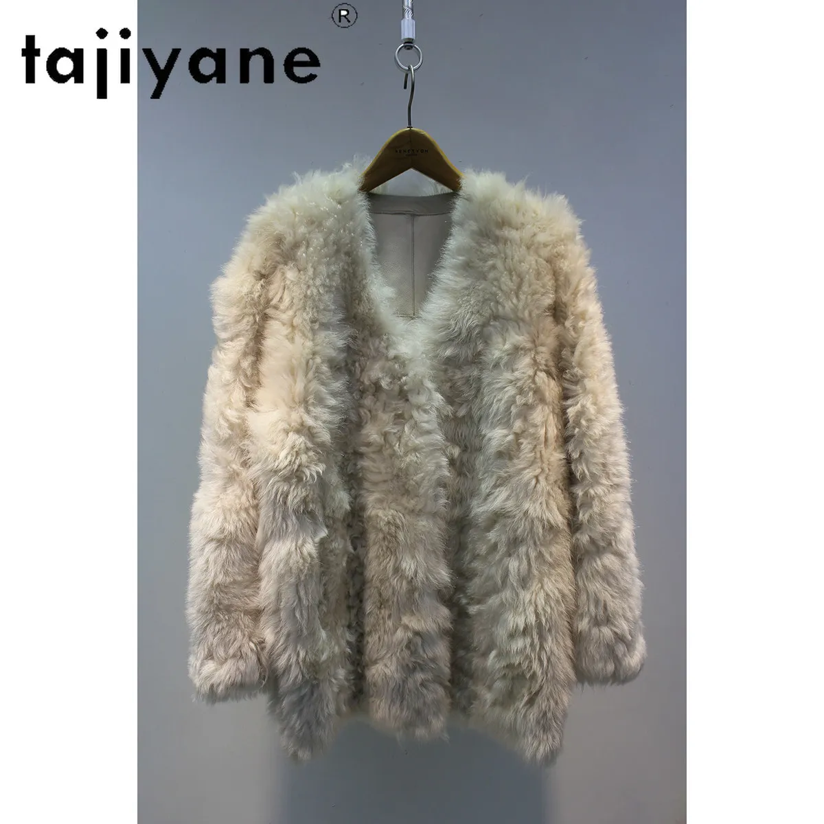 TAJIYANE Spain Tuscany Sheepskin with Wool Attached Coats V-Neck Fur Jacket Warm Winter Fur Coat Woman Clothing 70cm 2026 casaco