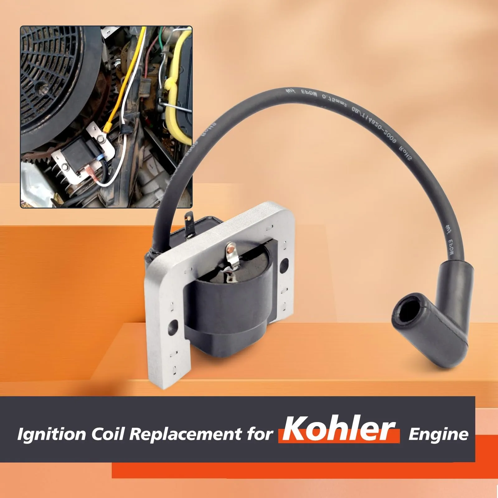 2-piece set Suitable for Kohler 32-707-01-S 25-707-03-s ignition coil 24 584 89-s black replacement part