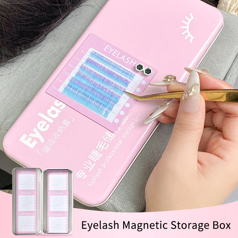 1Pcs Empty Magnetic Fake Eyelash Storage Box With 6 Diskettes False Eyelash Holder Case Container Travel Pallet Lash Holder