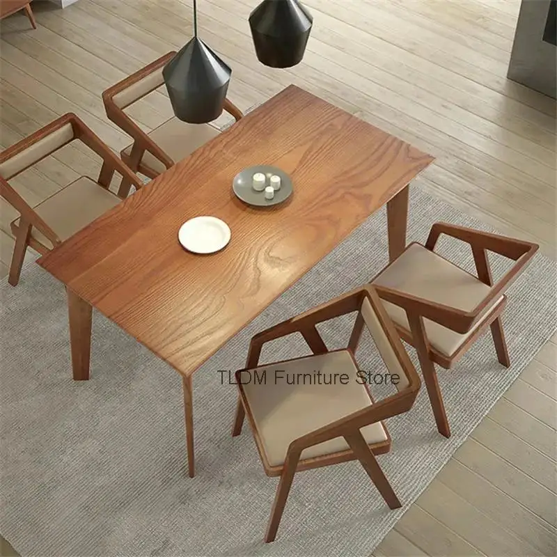 Armchair Backrest Nordic Pack Solid Nordic Wood Soft Dining Seat Chairs Chair Home Furniture Dining Chair for Kitchen Furniture