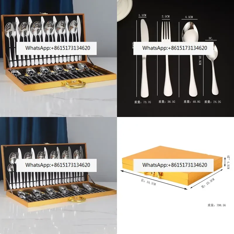 24 Piece Stainless Steel Cutlery Set Western Style Knife Fork Spoon High Grade Tableware Gift Box