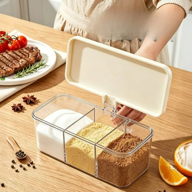 Seasoning Box Household Kitchen Integrated Multi-grid Seasoning Can Combination Set Seasoning Salt Storage Seasoning Bottle