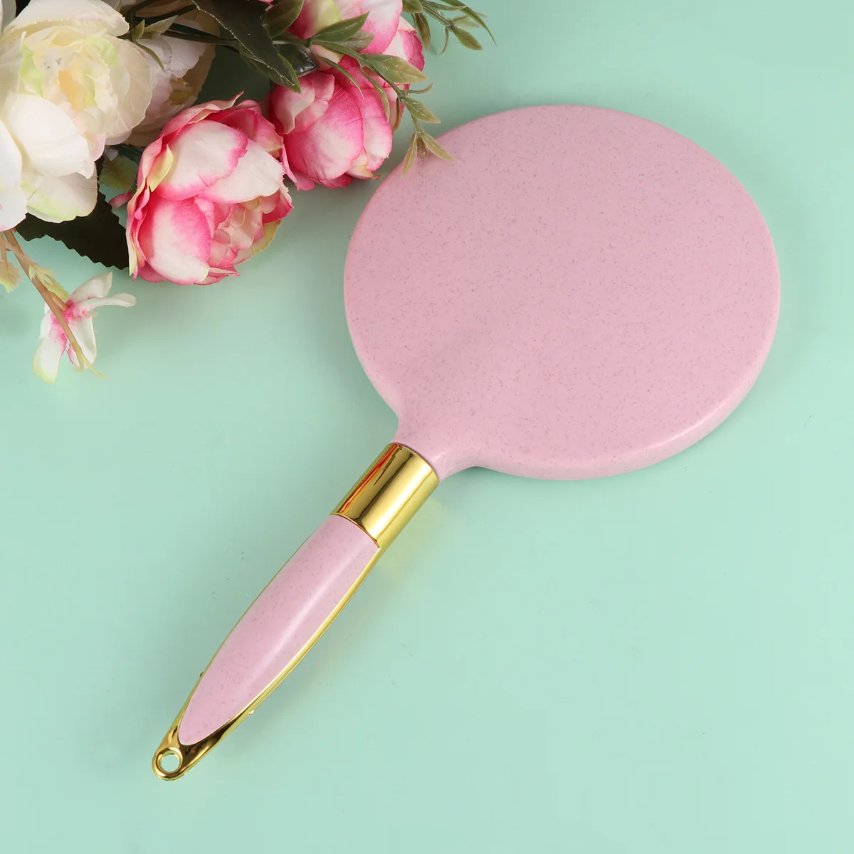 Round Vintage Makeup Mirror Pink Portable Handheld Supplies Accessories Makeup Tool for Women Handheld Mirror