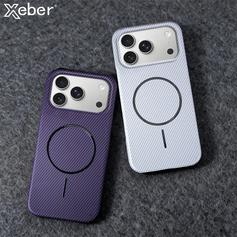 Luxury Carbon Fibre Magnetic Wireless Charging Case For iPhone 17 15 14 16 Pro Max Plus 13 Mini For Magsafe Rugged Bumper Cover