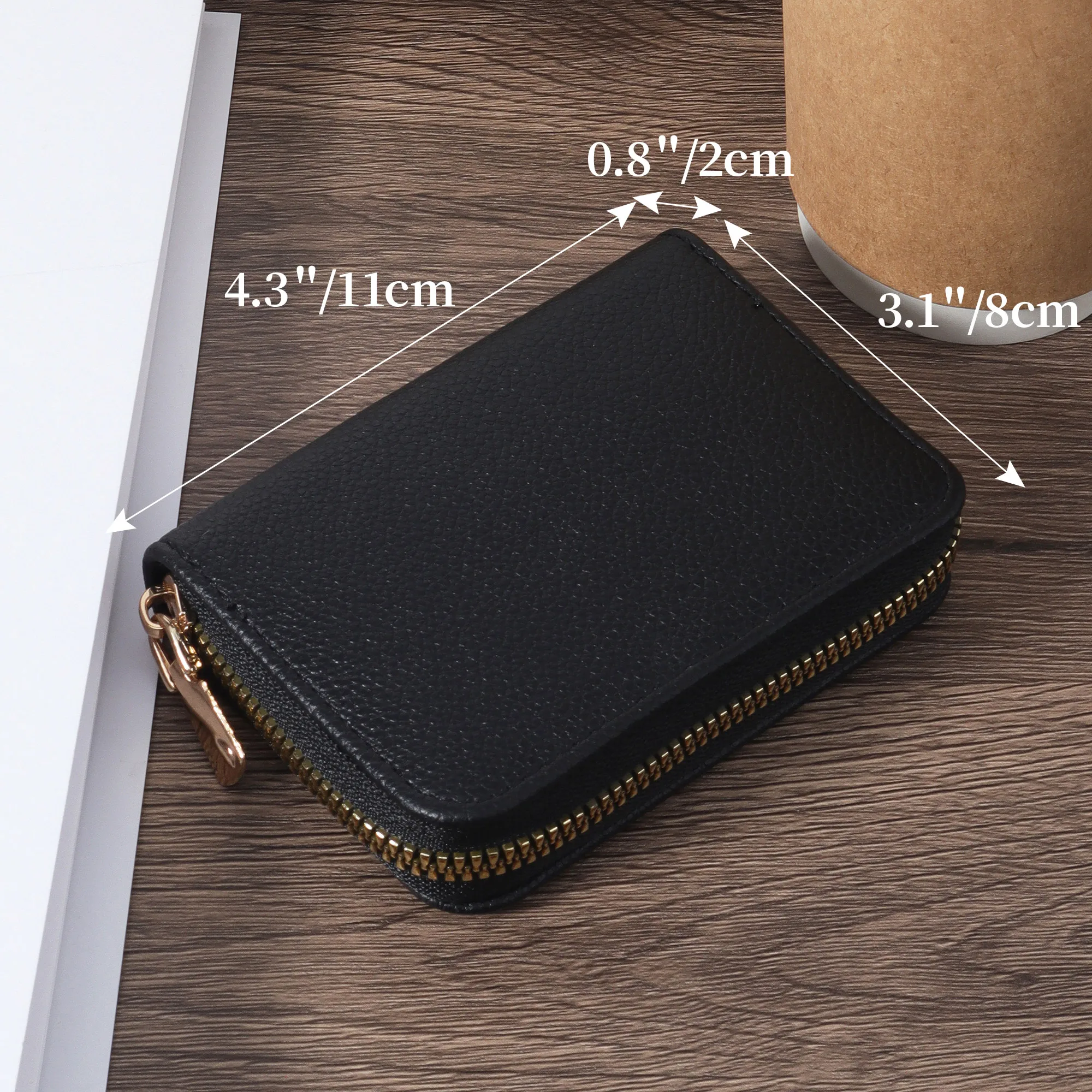 High-quality PU Leather Credit Card Storage Bag Simple Casual Multi-Card Card Holder, Stylish Zipper Around Coin Purse,Perfect F