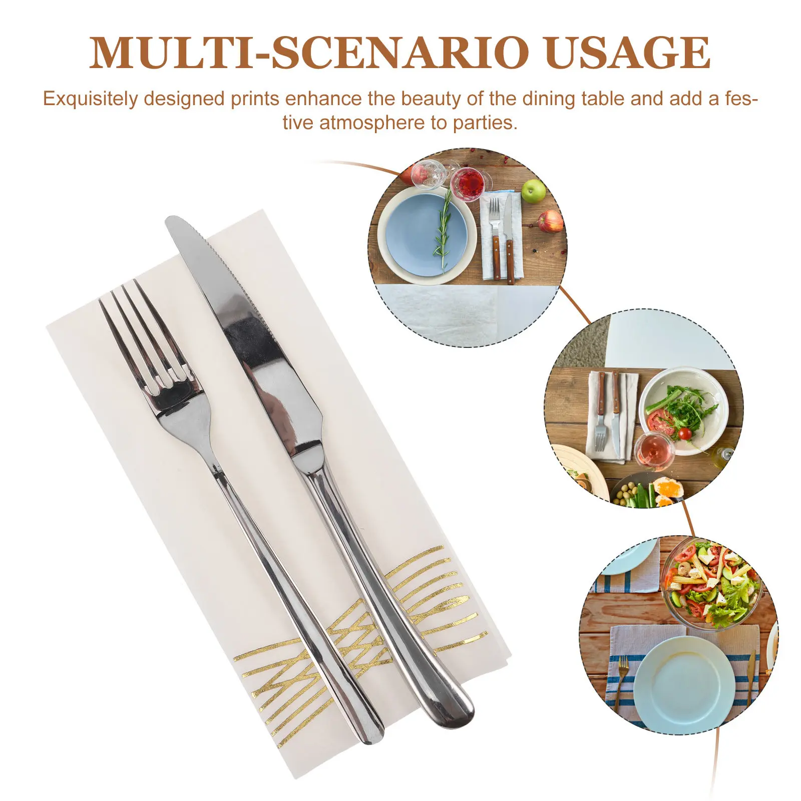 25Pcs Paper Dinner Napkins Western Design Soft Absorbent Disposable Guest Towels Party Wedding Cocktail Restaurant Table
