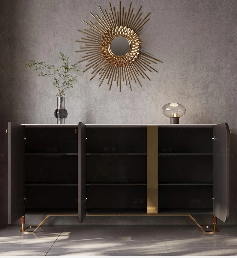 

Light luxury rock slab mystery cabinet, shoe cabinet integrated home entrance, saddle leather dining side cabinet