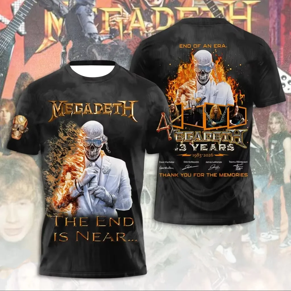 Camiseta para Hombre con Estampado 3D de la Banda Megadeth, Camiseta de Moda para Hombre, Playeras de Manga Corta, Ropa para Niños, Estilo Punk, Hip Hop, Harajuku