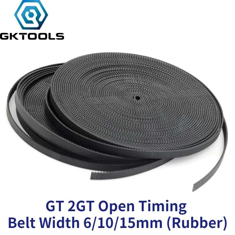 GKTOOLS 2MGT 2M 2GT Open Synchronous Timing belt width 6/9/10/15mm Rubber Samll Backlash GT2 2GT-6/2GT-9/2GT-15 3D printer