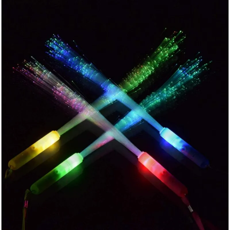 LED Light Up Fiber Optic Wands Glow Sticks Flashing Concerts Rave Colorful Flashing Concert with Strap LED Light Up Shows Toys