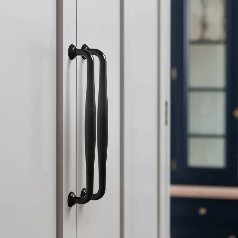 Poignées d'armoire modernes noir mat, paquet de 7, centre à centre 9/16, poignées coniques élégantes pour meubles classiques et contemporains