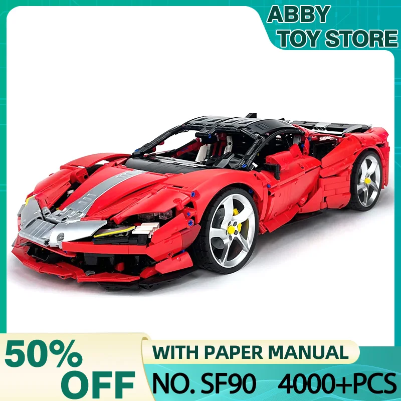 

MOC Technical Red SF90 SuperCar Custom Vehicle Model Building Blocks Brick DIY Toys Assembly Birthday Christmas Gifts For Kids