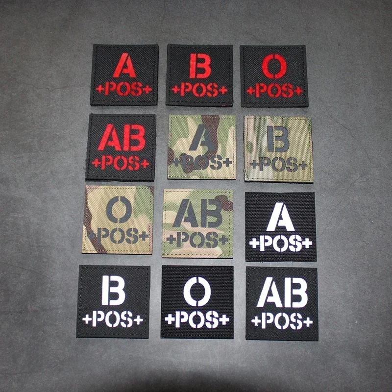 Blood Group Hook and Loop Patch Emergency Badge Type Tactical Morale Chapter IR Reflective Outdoor Backpack Stickers