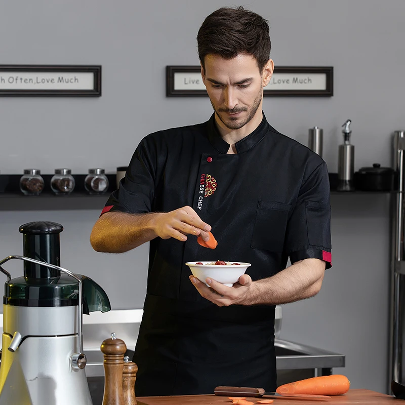 Uniforme de Chef para Homens e Mulheres Jaqueta Cook Roupas de trabalho Blusa de verão Indústria de alimentos e bebidas Macacão de garçom Hotel Workwear