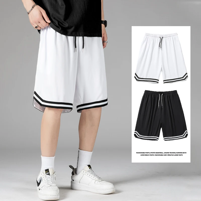 Men\'s American Style Basketball Shorts Loose Fit Summer Thin Sports Running Pants Ice Silk Quick Dry Casual Five Minute Pants