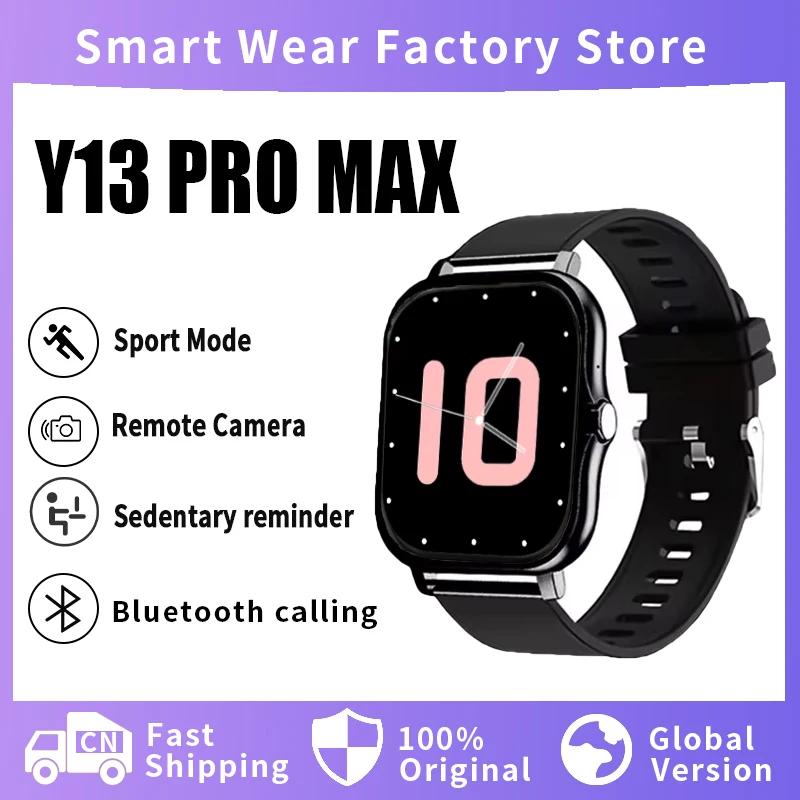 

Y13 Pro Max Новые умные часы с мониторингом сердечного ритма/сна, беспроводные Bluetooth-вызовы, управление музыкой, умные часы для мужчин и женщин