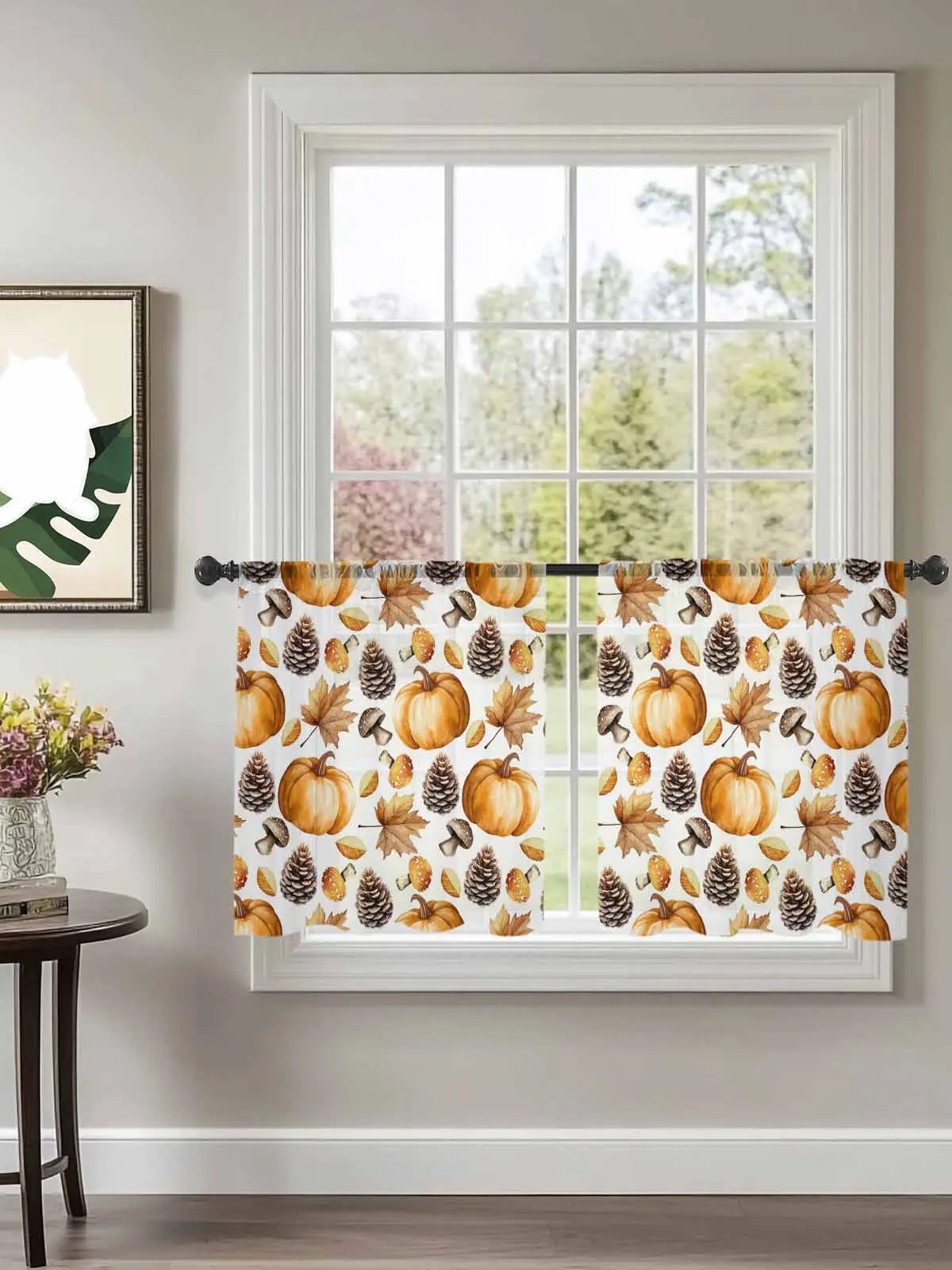 

Pine Cone Pumpkin Mushroom Tulle Curtains For Bedroom Children Living Room Decor Sheer Curtains