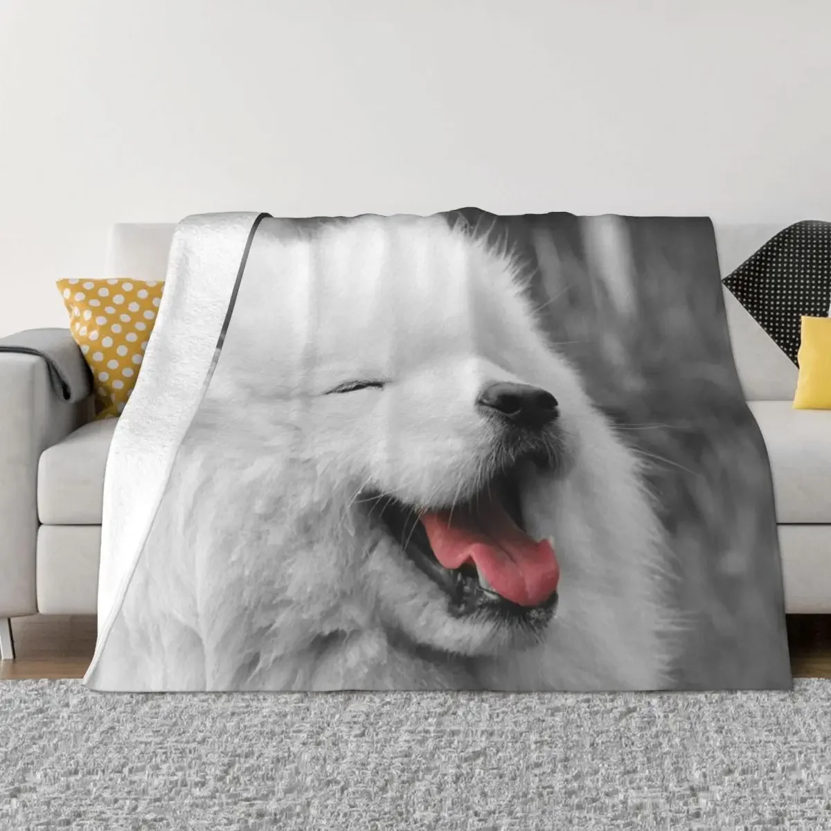 

Samoyed Dog Blankets Comfortable Fleece Print Cute Pet Multifunction Super Warm Throw Blanket for Sofa Couch Bedding Throws