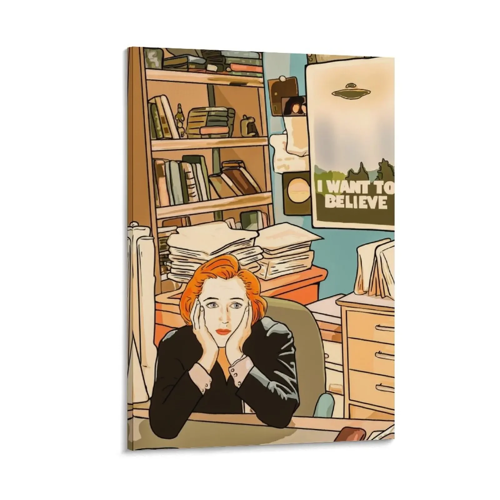 The skeptical Dana Scully in the Mulder s office The X Files Canvas Painting poster anime Wall decoration poster