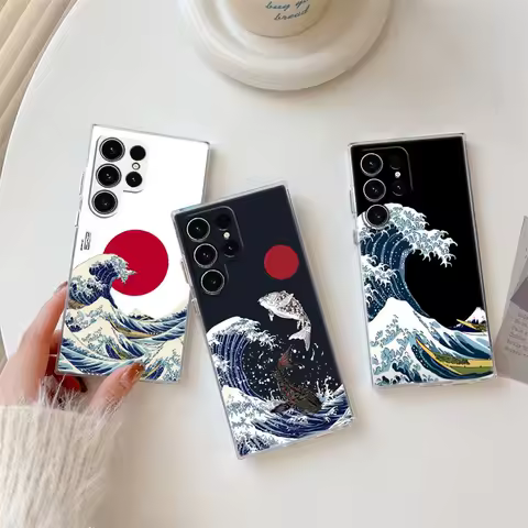 Katsushika Hokusai Art Great Wave S25Ultra Phone Case For Samsung Galaxy S25 S24 S23 S21 Ultra S20 FE S22 Plus A56 A55 5G Cover