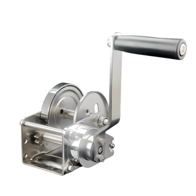 Marine Grade Stainless Steel Hand Winch Self Locking Mechanism for Boat Trailer Heavy Duty Manual Crank Handle Durable