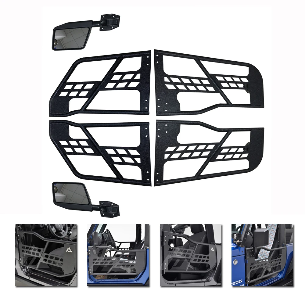 4 Pieces Tube Doors Half doors with Mirrors and Hinges for Jeep Wrangler JK 2007-2017 LANTSUN J196