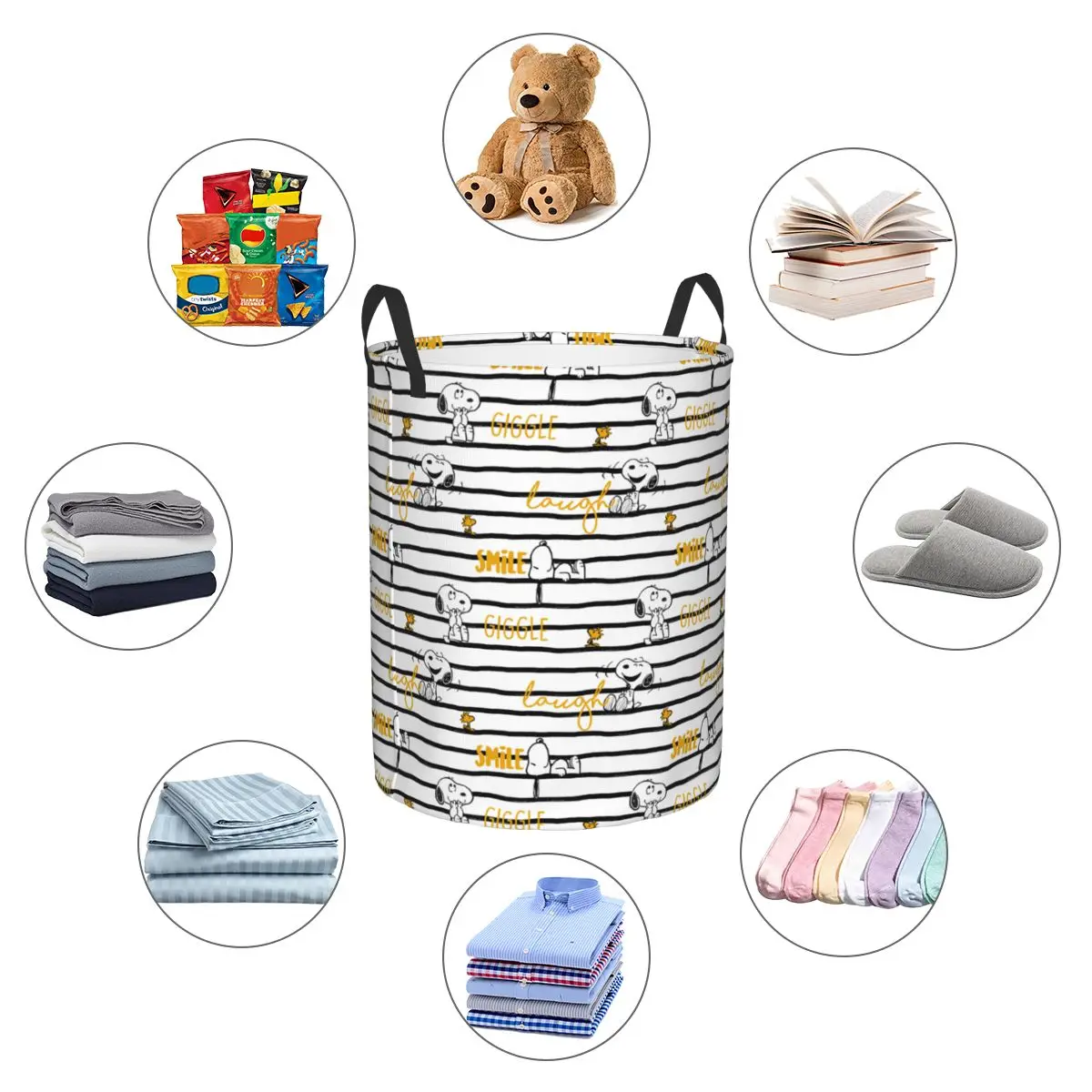 Custom S-snoopies Anime Laundry Basket Foldable Large Clothing Storage Bin Dog Cartoon Hamper view 5