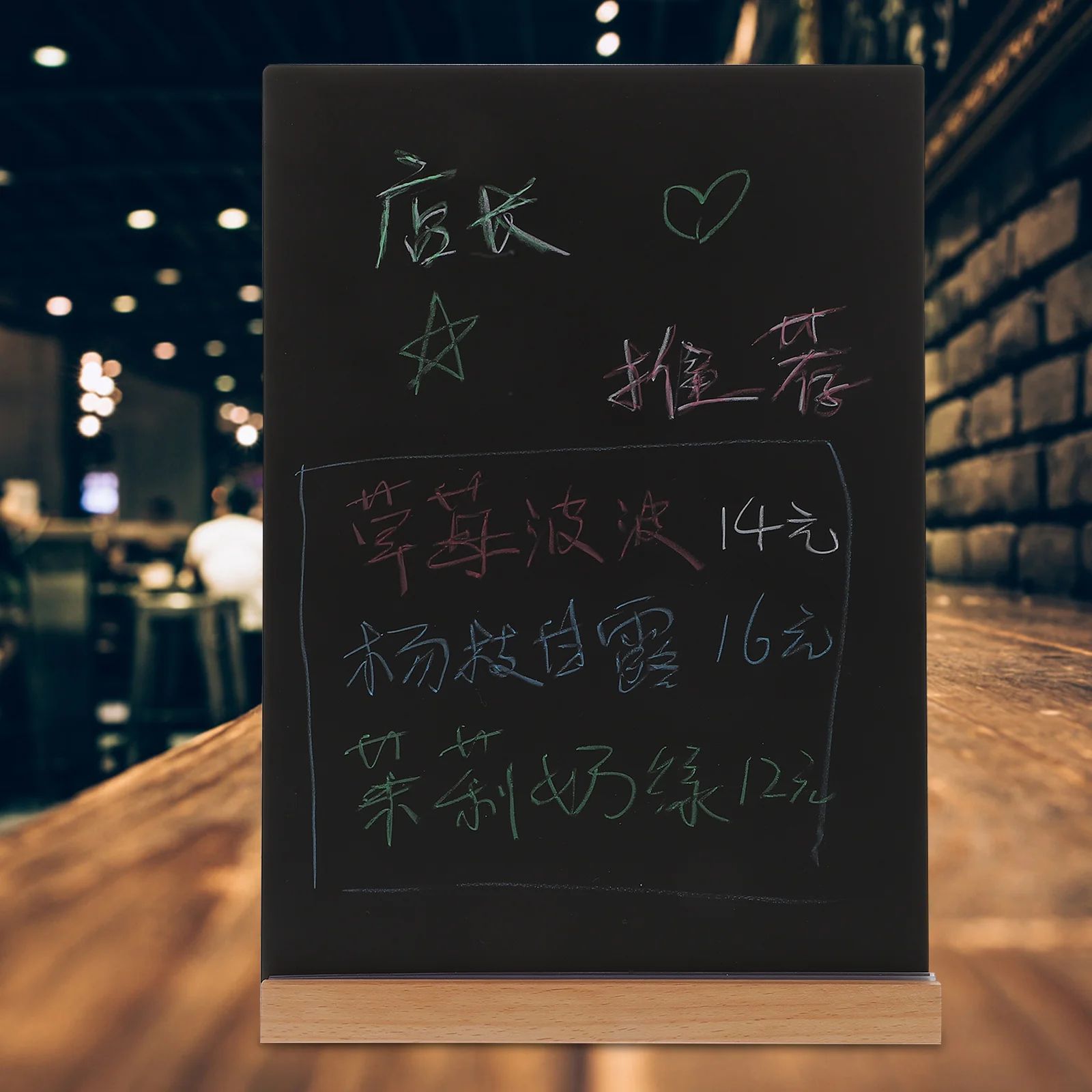 مجموعة واحدة من سبورة السبورة الخشبية لسطح المكتب ولوحة مذكرة قابلة للمسح ولوحة رسائل بخط اليد لتزيين المكاتب المنزلية #5