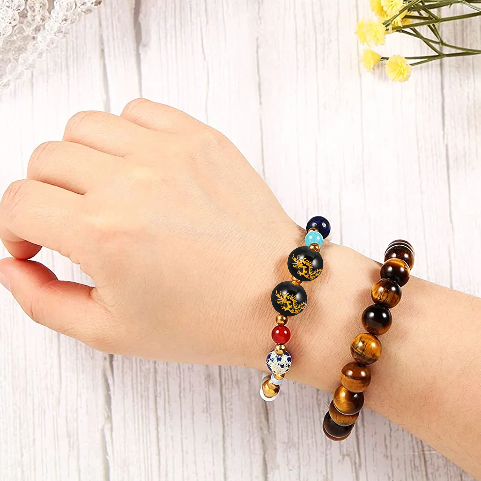 

38Pcs Gold Foil Round Beads Agate DIY Jewelry Making Supplies Handmade Craft Decorative Spacer Bulk Loose Beads