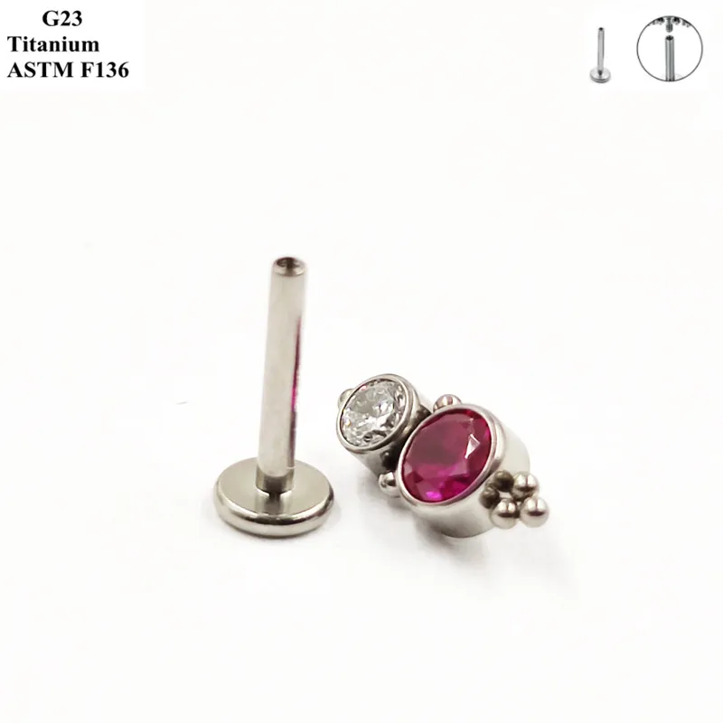 G23 Titanium Manufacturer Sells Ear Stud Inlaid With Exquisite Zircon Thread Perforated Ear Bone Nail Piercing Jewelry Earrings