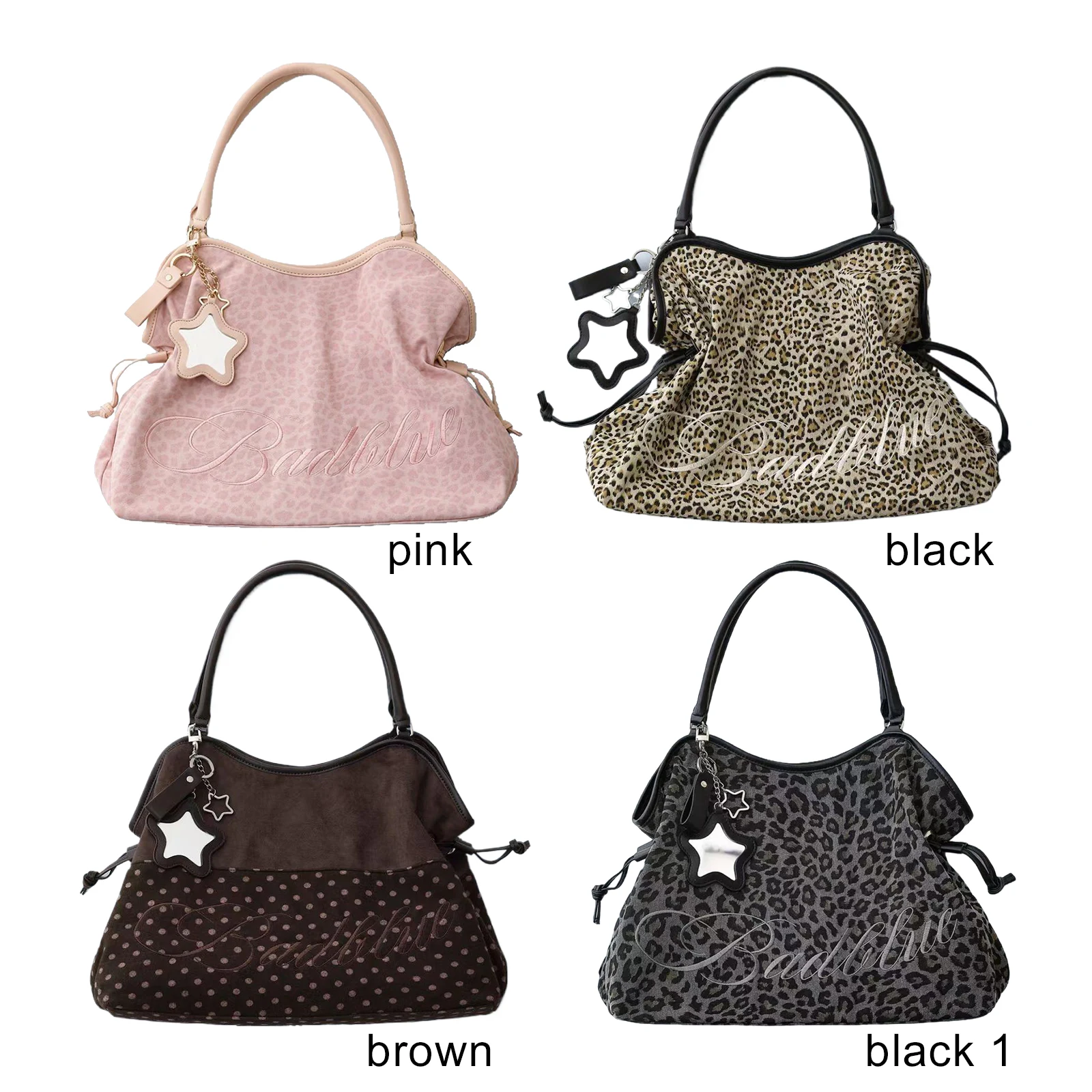 

Women Girls Leopard Print Fashion Shoulder Handbag Large Capacity Tote Bag for School Work Daily Use
