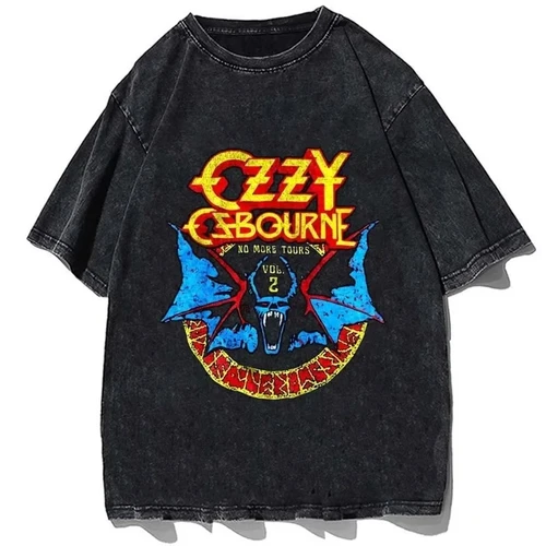 Rock Ozzy Osbourne 남성용 그래픽 티셔츠, 코튼 노벨티 티셔츠, 블랙 반팔 상의, 오버사이즈 스트리트웨어, 여름 패션 