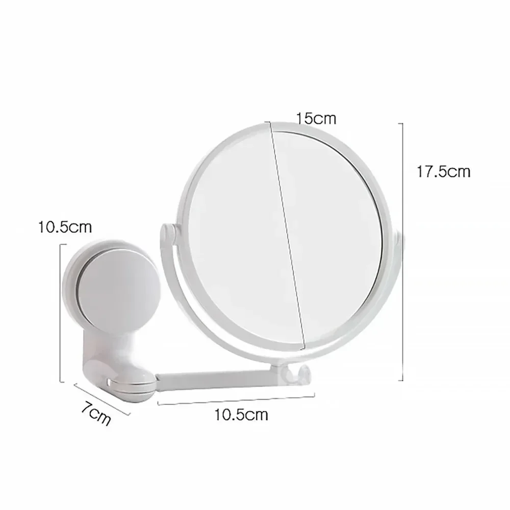 Foldable No Punching Wall Mounted Bathroom Mirror Small Circular Dressing Makeup Mirror for Home Toilet Student Dormitory