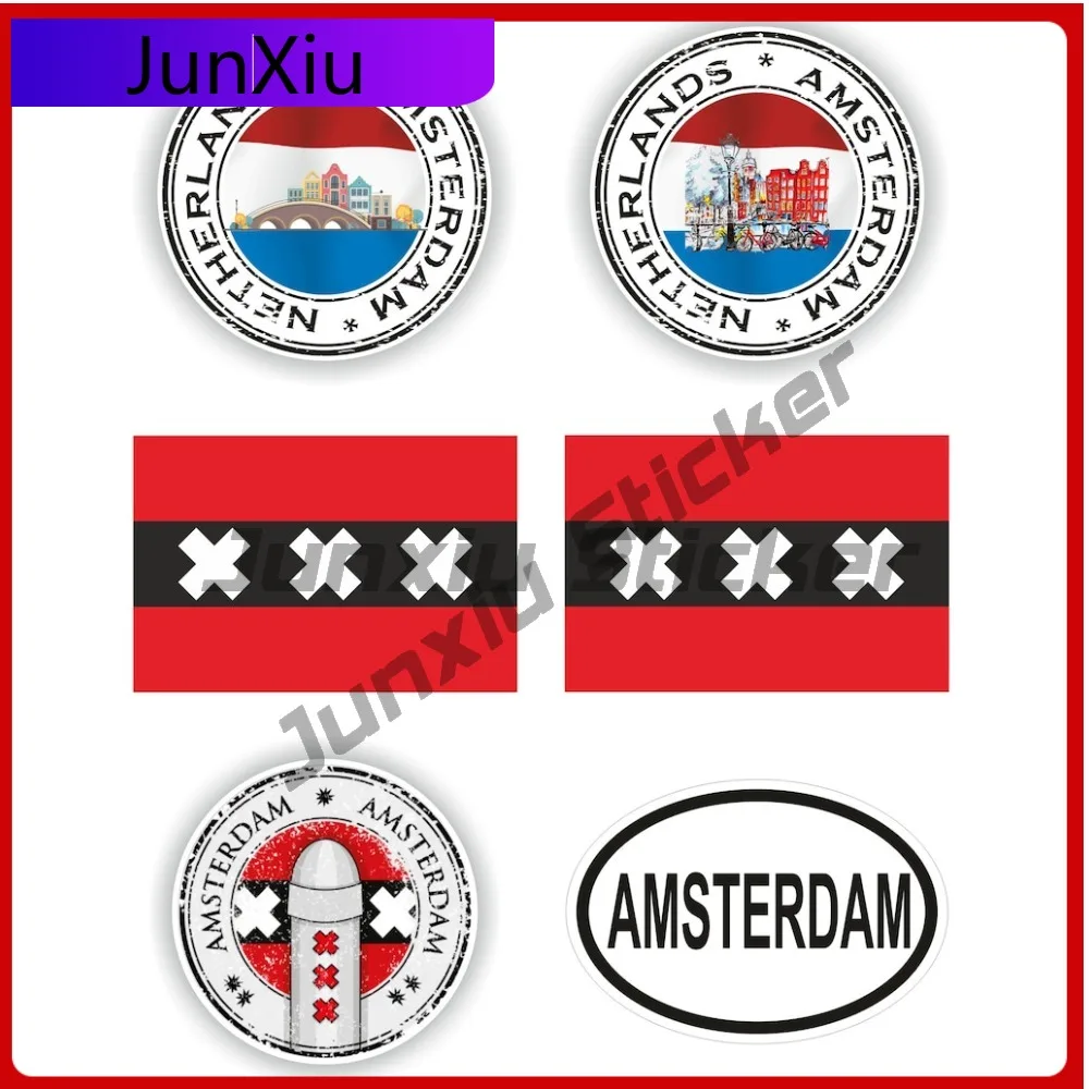 

Модная наклейка с изображением лодки из Амстердама, Нидерланды, устойчивая к царапинам, для ноутбука, водонепроницаемая, милая, забавная, уникальная виниловая наклейка от царапин