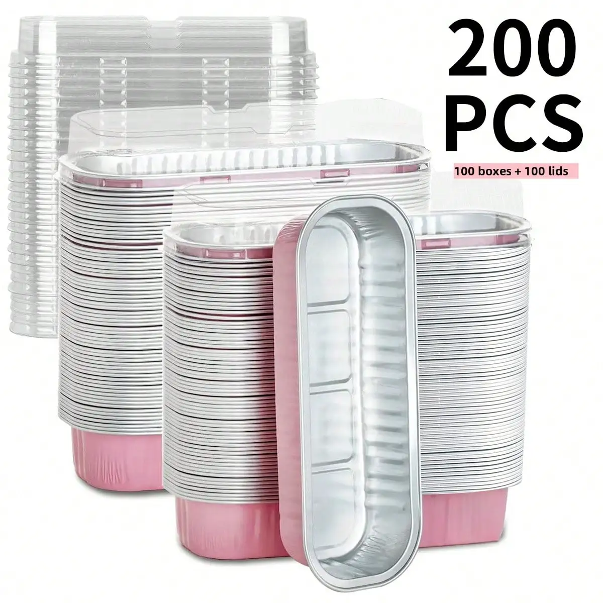 

200PCS Mini Aluminum Foil Loaf Pans With Lids(100 Pans+100 Lids)6.8oz Rectangular Baking Containers, Disposable Mini Cake Pans Muffin Liners. Cheesecake Cups For Desserts Flans Pudding Breads. Ideal For Picnics Weddings Graduation Party Food Display