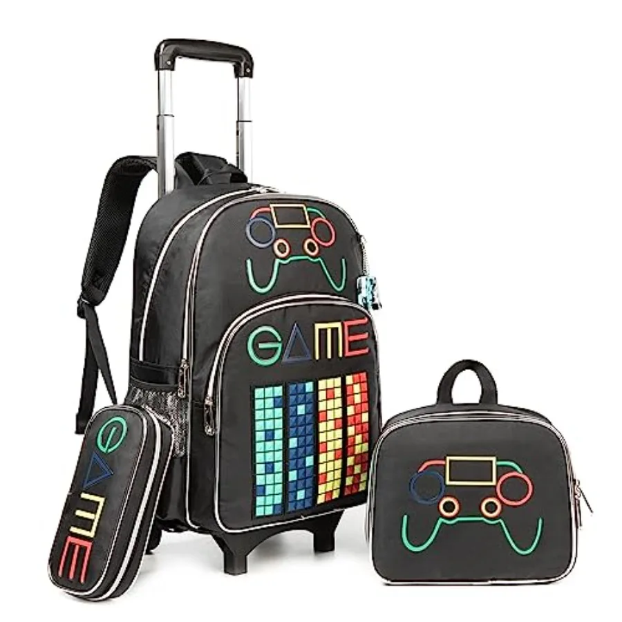 

Rolling Backpack Boys Rolling Backpack with Wheels for Boys Wheeled Carry on Luggage Bookbag with Roller Set for Elementary
