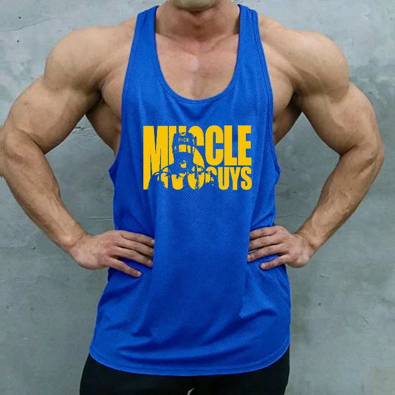 Muscleguys Running Vests Mens Mesh Quick Dry Gym Clothing Bodybuilding Stringer Tank Tops Y Back Fitness Sleeveless Shirts