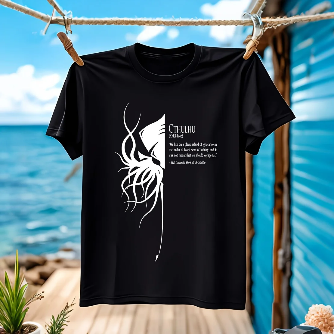 

Cthulhu, Geek Chic, Cartoon Men's T-shirt 100% Cotton Casual Breathable Confortable sports occasions available in various sizes